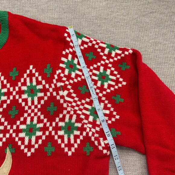 Festive Cow Holiday Christmas Sweater Size 2XL Red Blue Ugly Xmas Knit Pullover - Picture 14 of 15